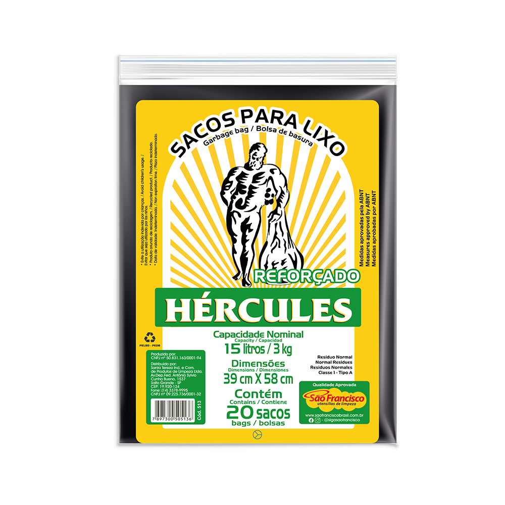 Saco para Lixo Hércules 15 Litros